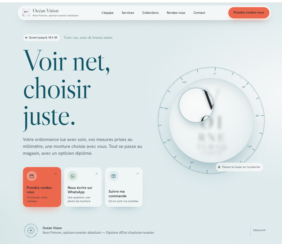 Capture du site NOM DU PROJET : Site de Gestion d&rsquo;un Cabinet Optique Lunetterie